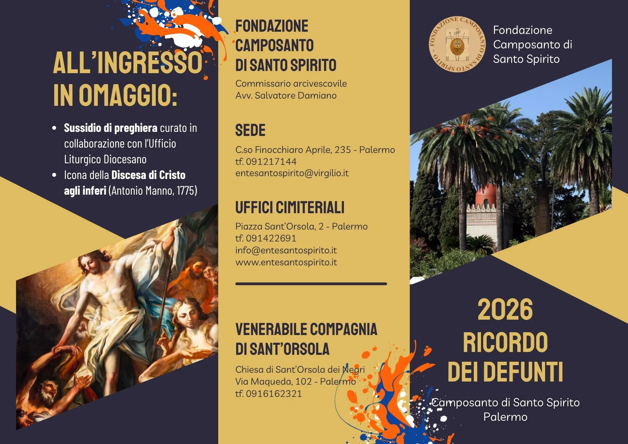 Commemorazione dei defunti. Iniziative, servizi e orari  del cimitero Sant’Orsola di Palermo 3